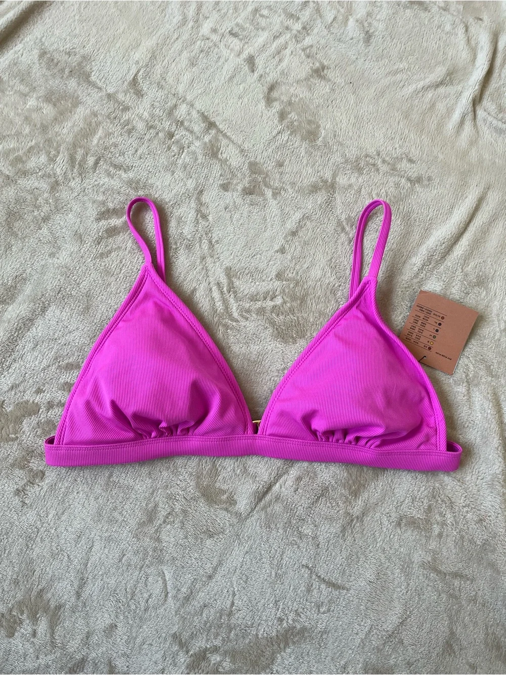 Shade & Shore Women’s Fuchsia Ribbed Triangle Bikini Top Large (12-14) NWT